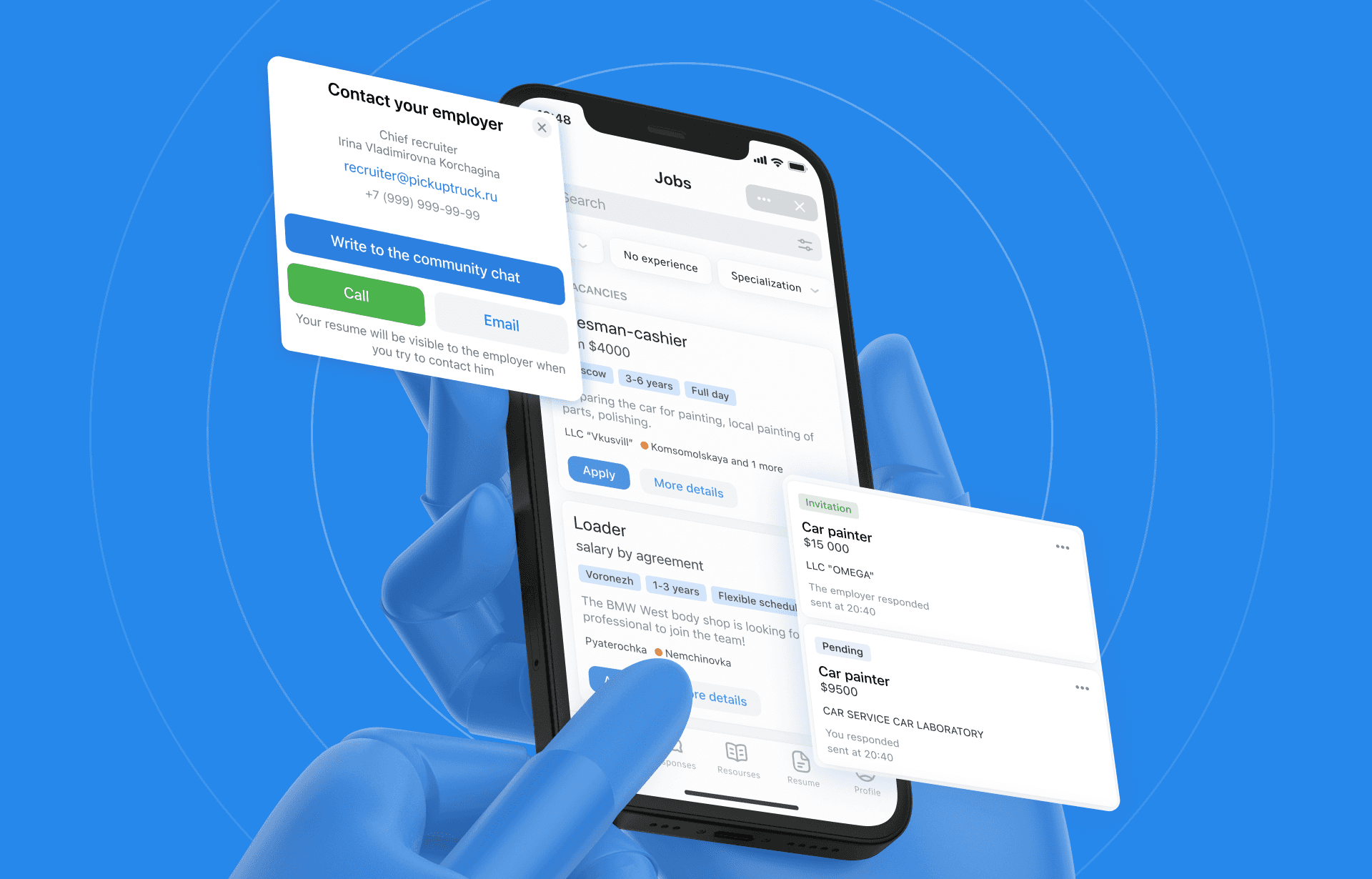 Careers Hub product screens