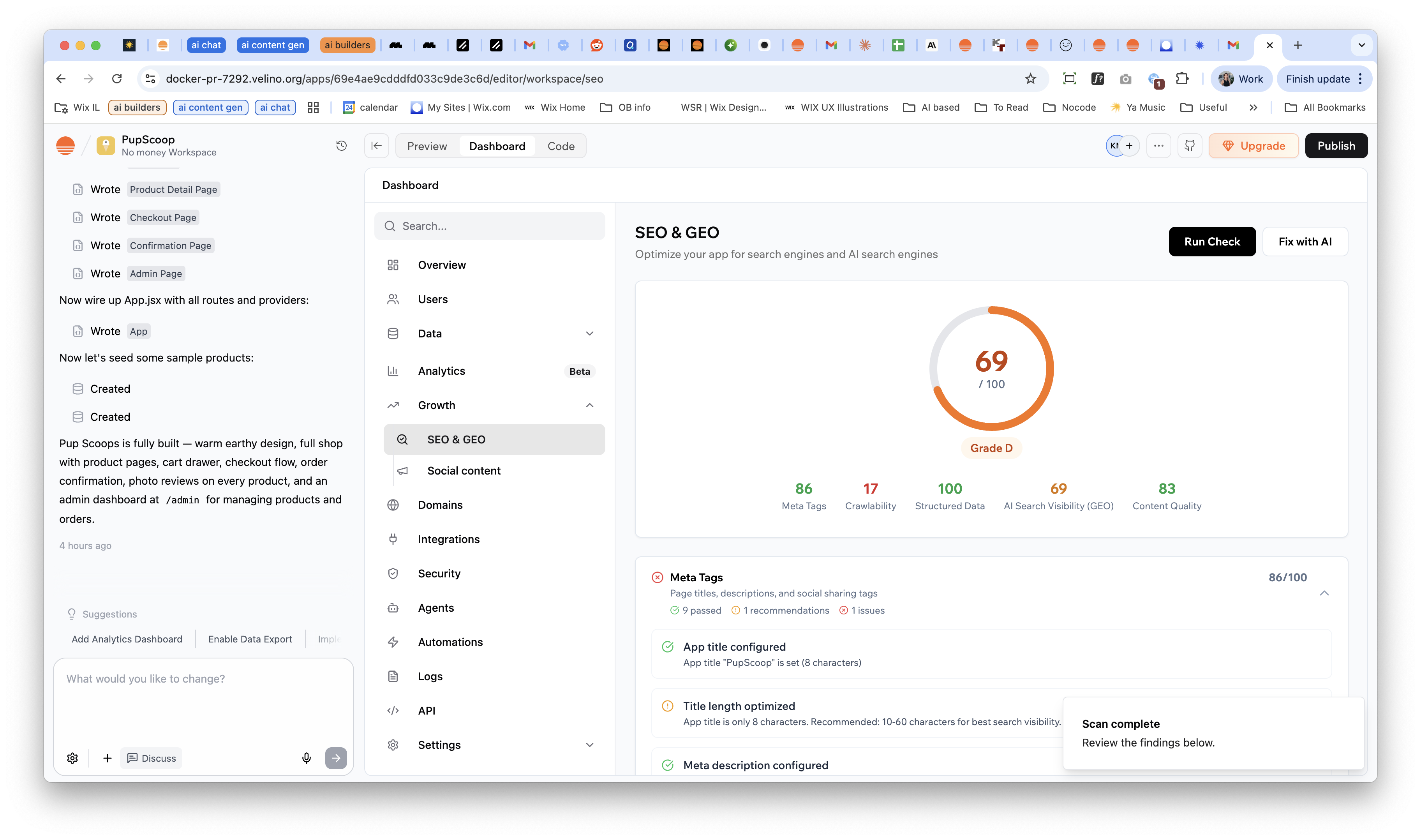 The second time experience change the page completely. How to find meta tags we saw before?